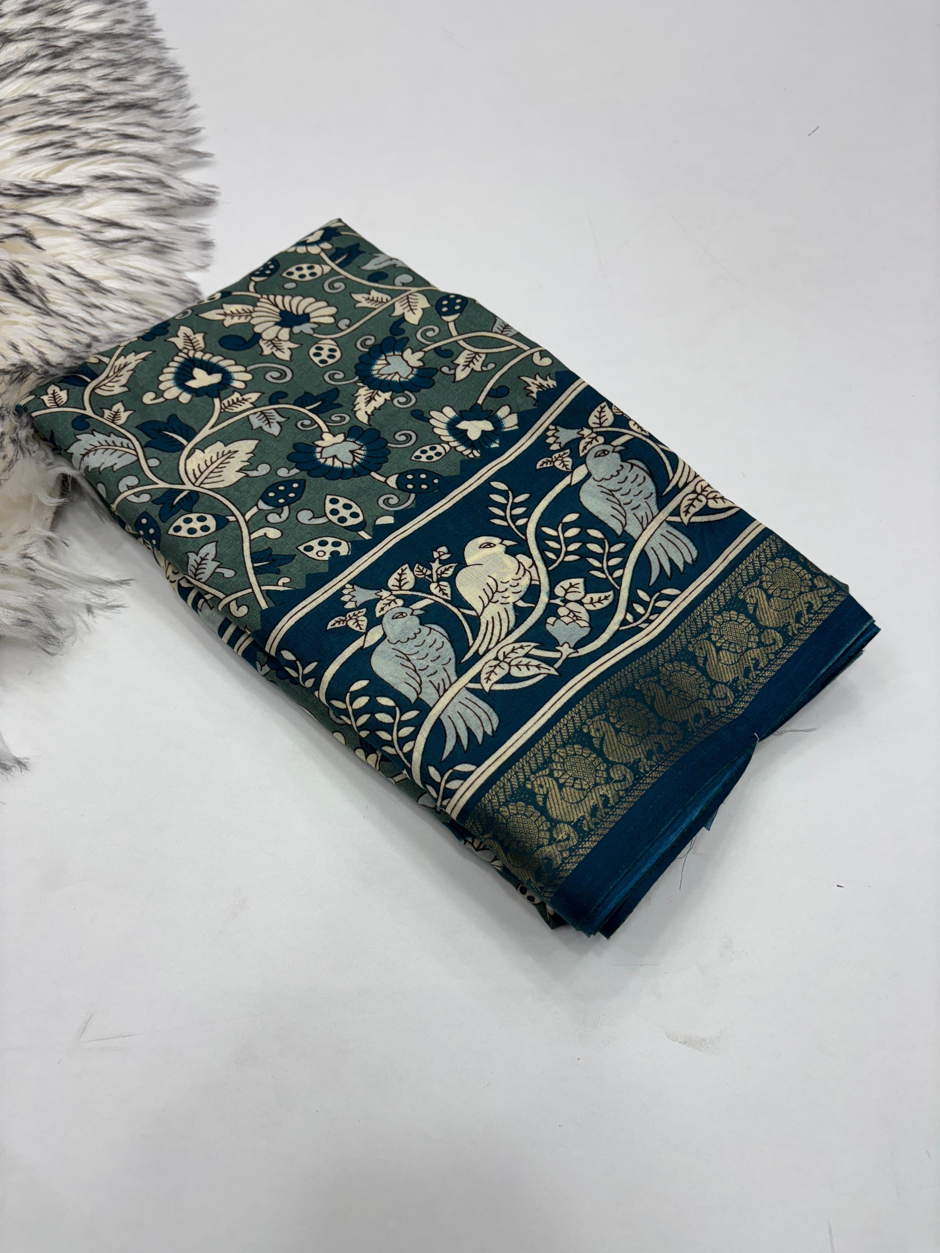 Dazzling Party Wear Pure Mangalkari Viscose Silk Print With Jacquard Work Rich Pallu Fancy Designer Saree For Women
