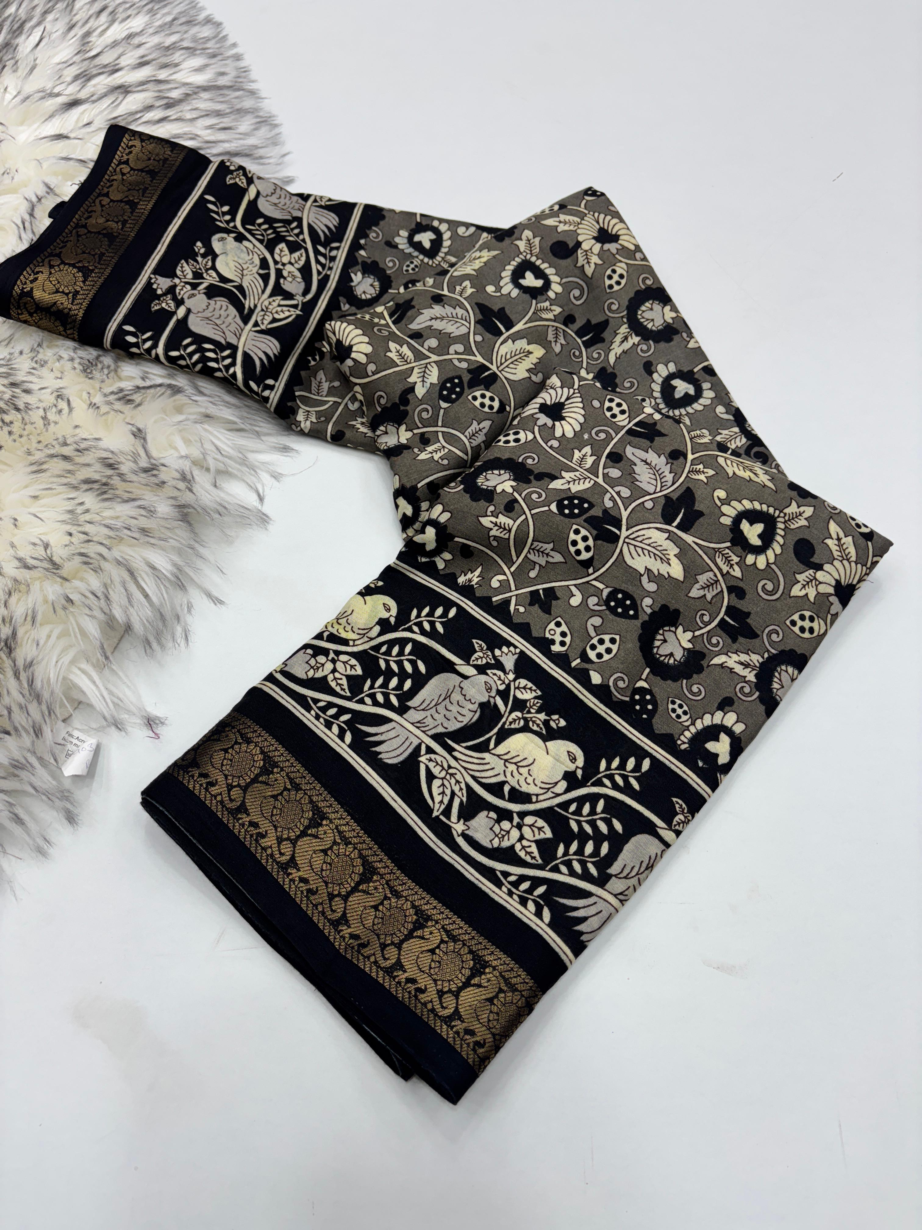 Dazzling Party Wear Pure Mangalkari Viscose Silk Print With Jacquard Work Rich Pallu Fancy Designer Saree For Women