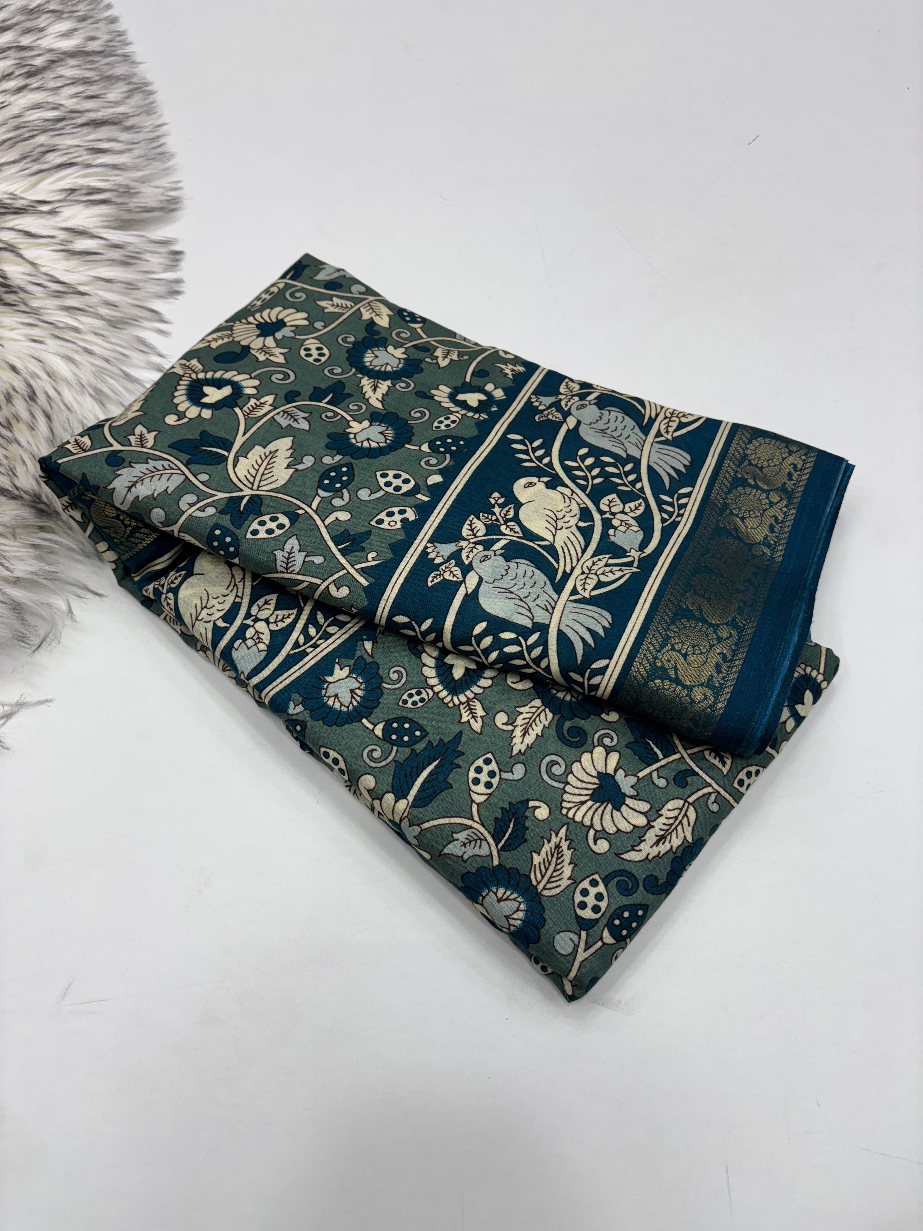 Dazzling Party Wear Pure Mangalkari Viscose Silk Print With Jacquard Work Rich Pallu Fancy Designer Saree For Women