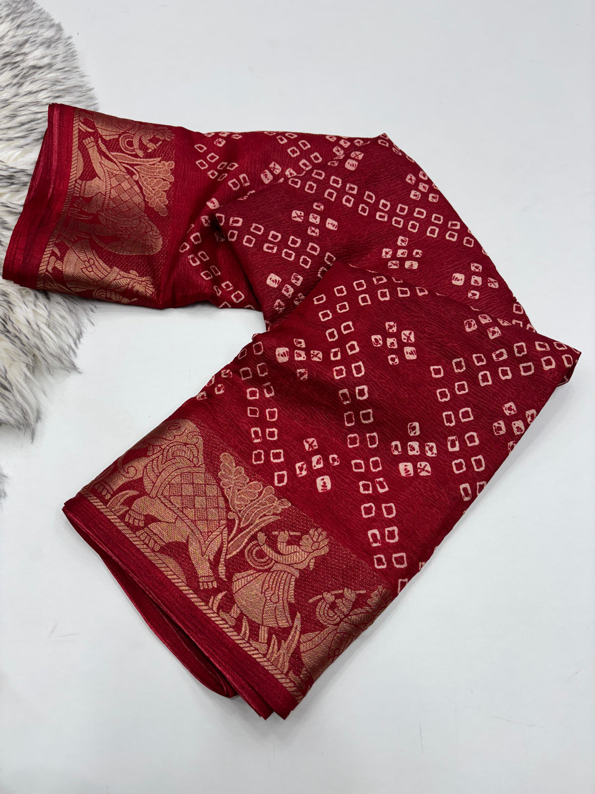 New Wedding Wear Pure Dola Crush Silk Jacquard Weaving n Print Work Fancy Designer Saree