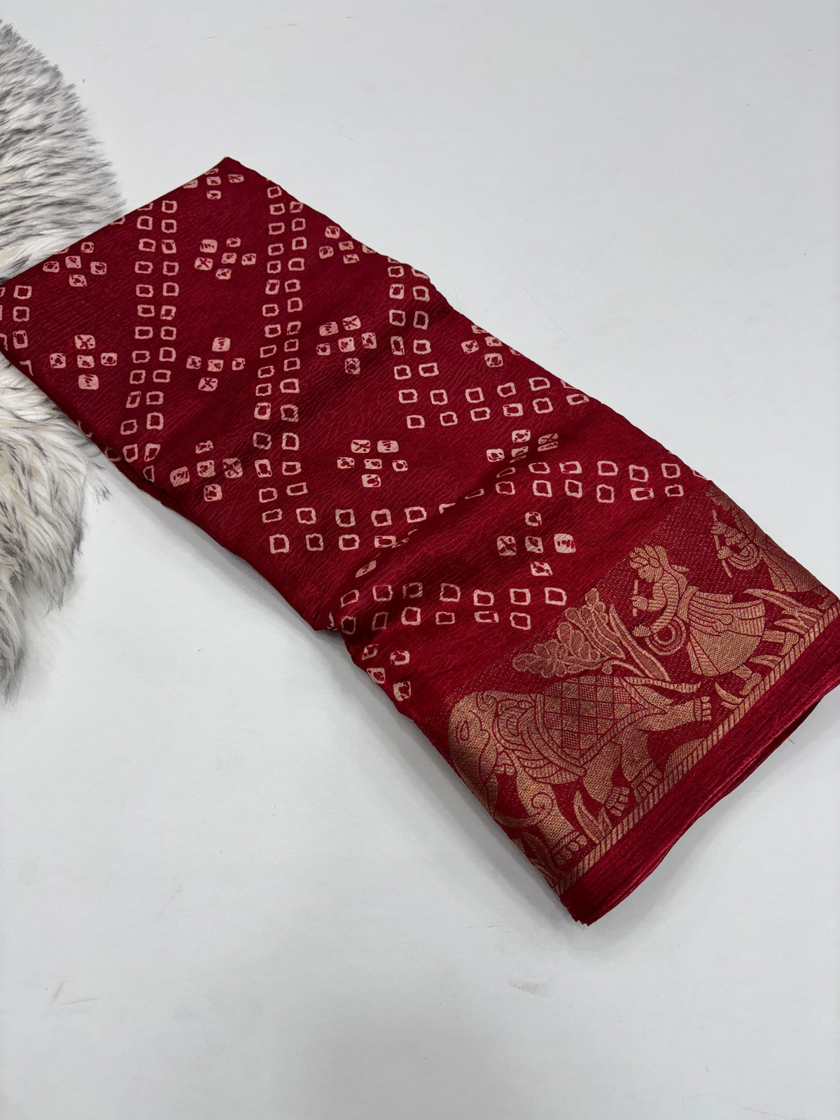 New Wedding Wear Pure Dola Crush Silk Jacquard Weaving n Print Work Fancy Designer Saree