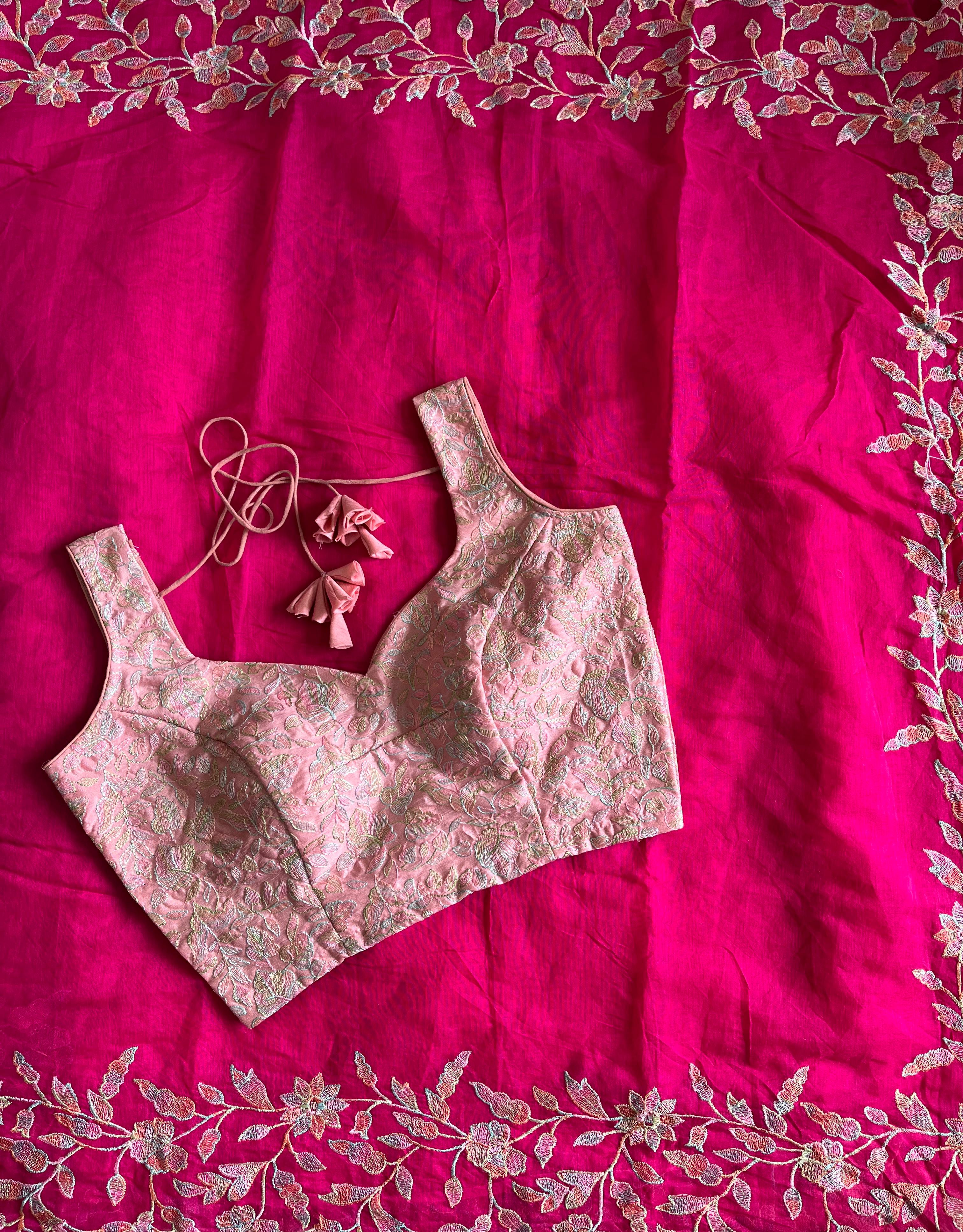 Incredible Pink Color Chanderi Cotton Embrodiery n Cut Work Fancy Designer Saree With Stunning Unstitched Blouse