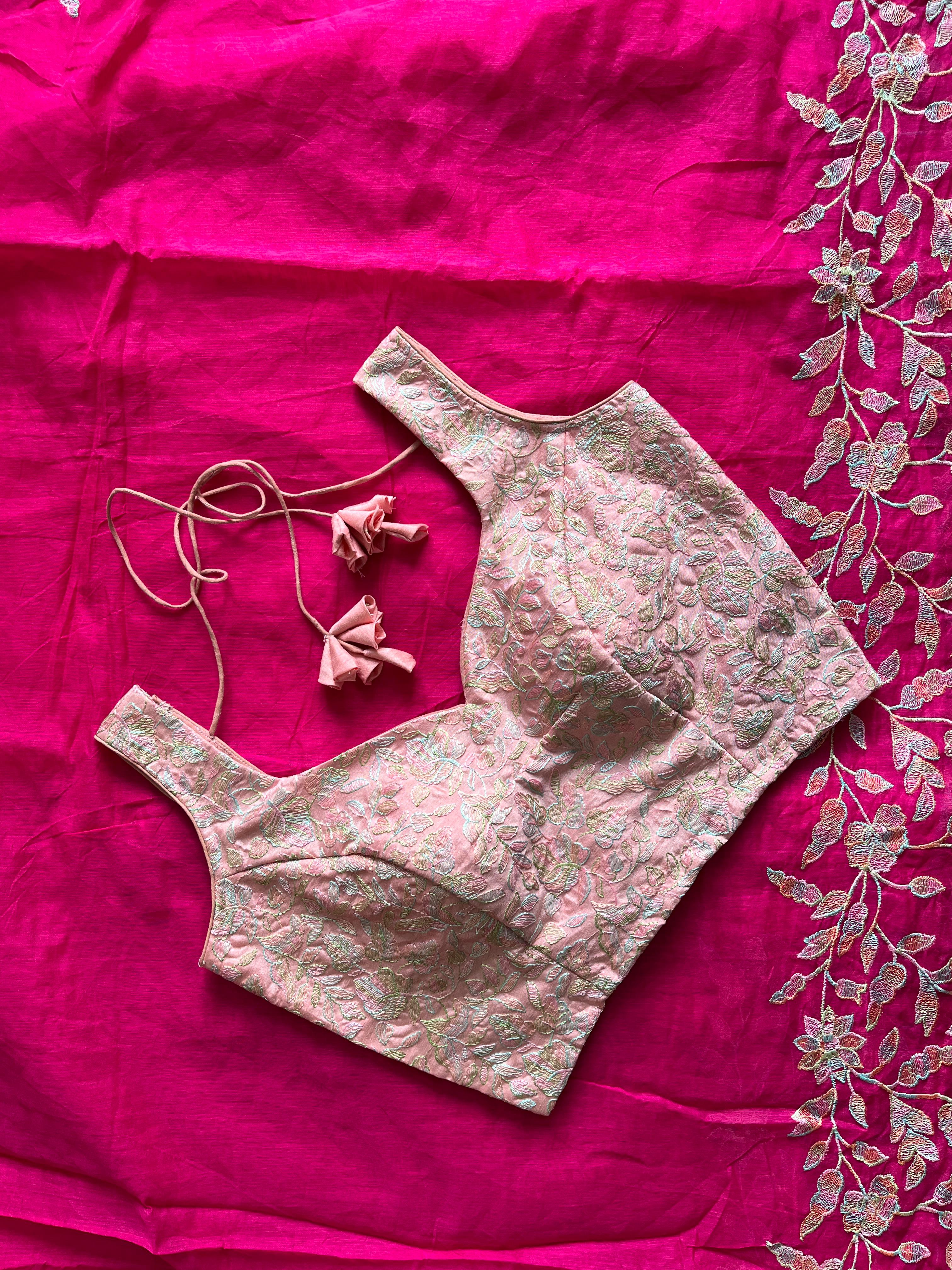 Incredible Pink Color Chanderi Cotton Embrodiery n Cut Work Fancy Designer Saree With Stunning Unstitched Blouse