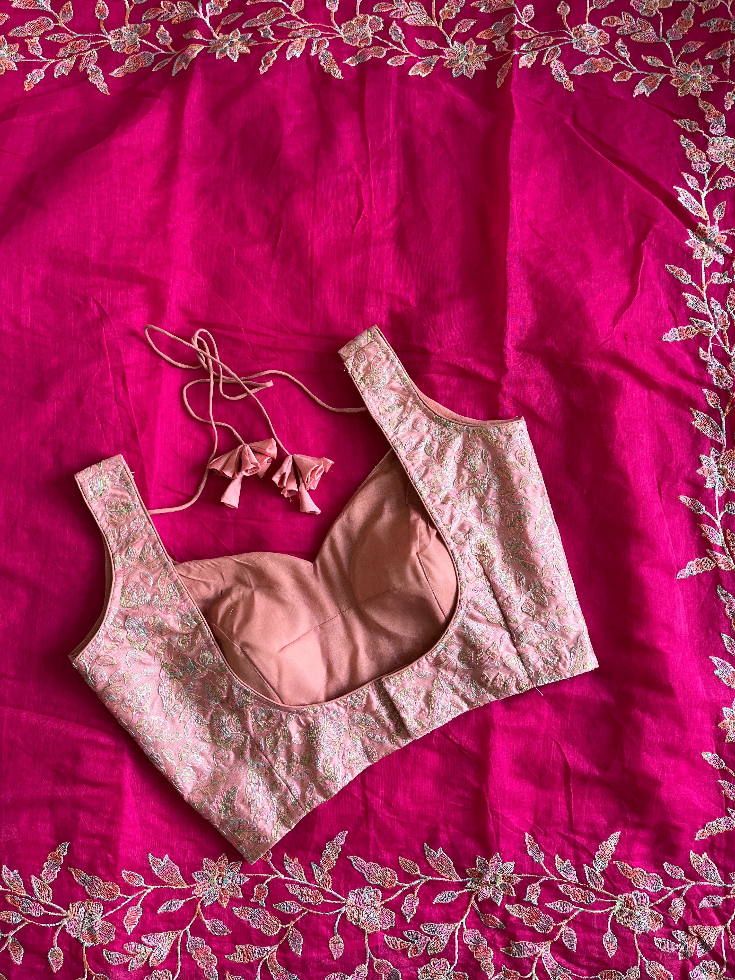 Incredible Pink Color Chanderi Cotton Embrodiery n Cut Work Fancy Designer Saree With Stunning Unstitched Blouse