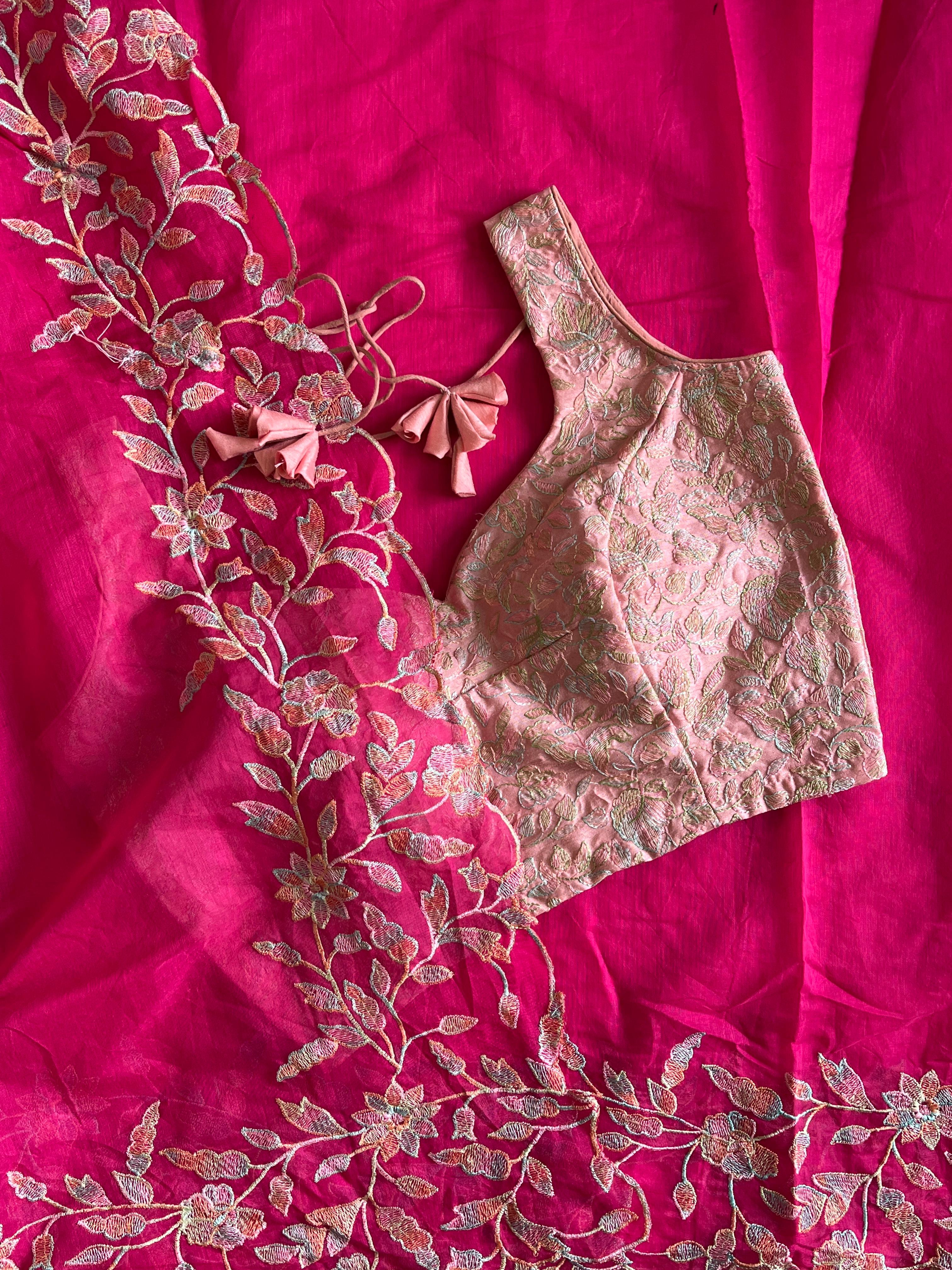 Incredible Pink Color Chanderi Cotton Embrodiery n Cut Work Fancy Designer Saree With Stunning Unstitched Blouse