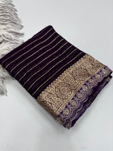 Load image into Gallery viewer, New Wedding wear Purple Color Viscose Georgette Jacquard Weaving With Sequence Lace Work Designer Saree
