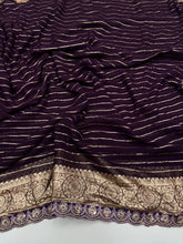 Load image into Gallery viewer, New Wedding wear Purple Color Viscose Georgette Jacquard Weaving With Sequence Lace Work Designer Saree
