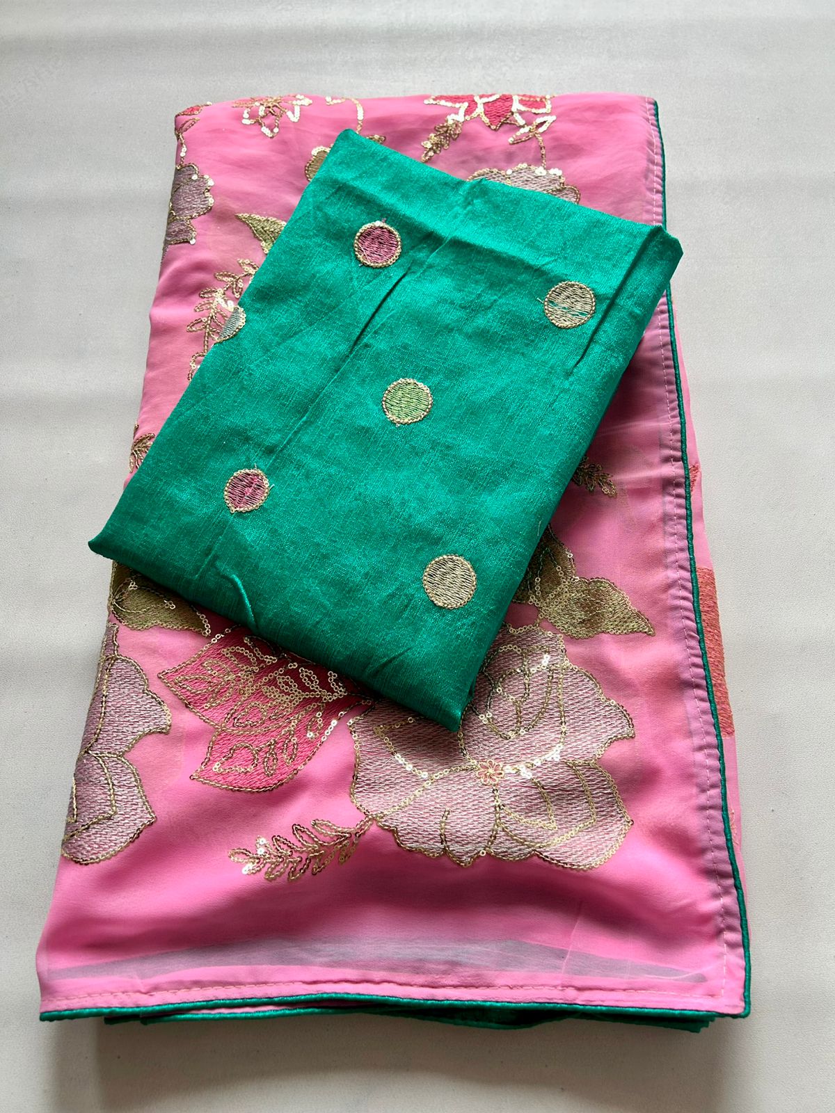 New Wedding Wear Pink Color Soft Georgette Embroidery n Sequence Work Fancy Designer Saree With Blouse
