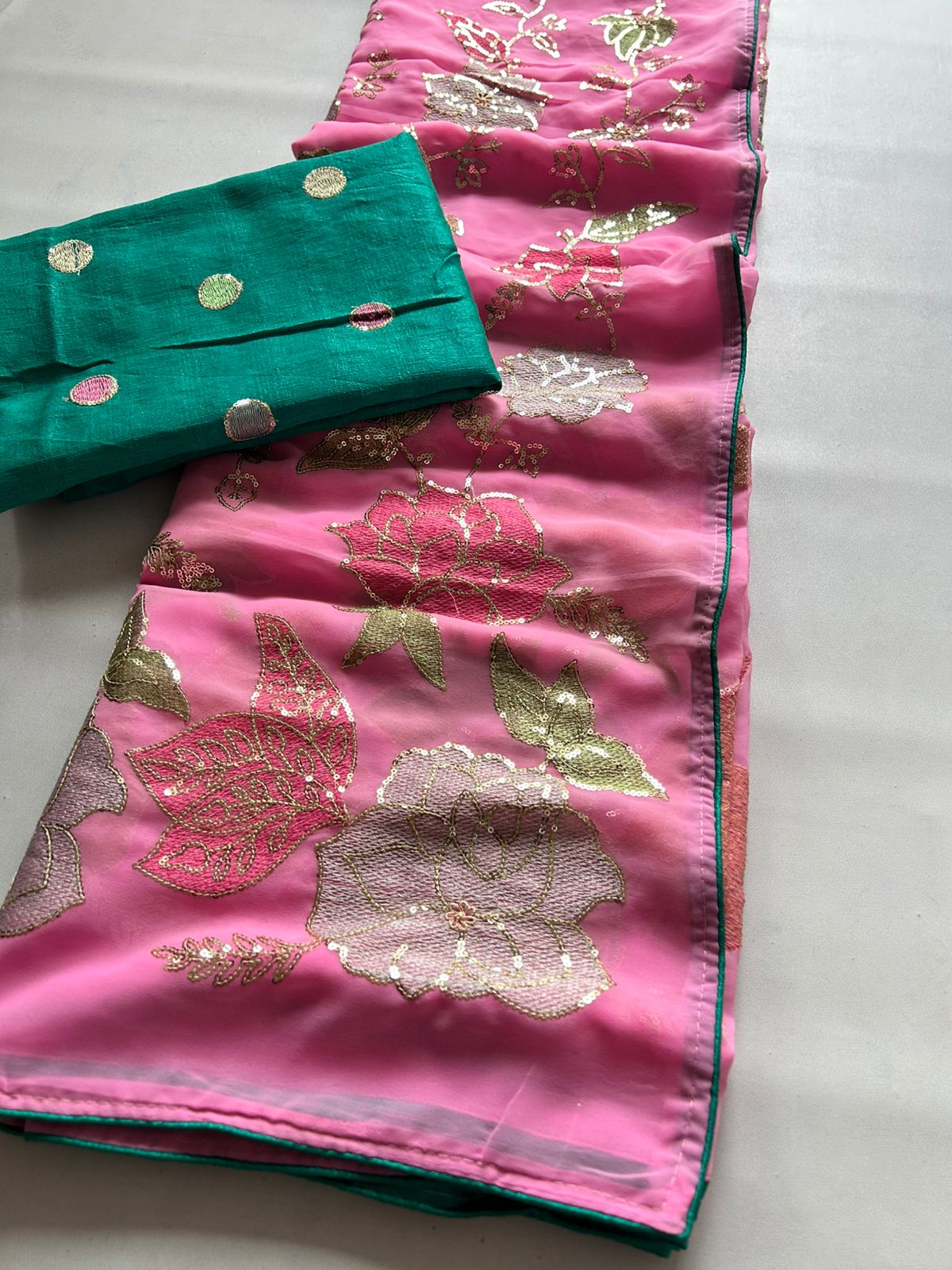 New Wedding Wear Pink Color Soft Georgette Embroidery n Sequence Work Fancy Designer Saree With Blouse