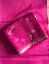 Load image into Gallery viewer, Groovy Pink Color Pure Kota Doriya Embroidery n Zari Border Work Fancy Designer Saree with Unstitched Blouse Piece
