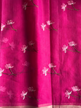 Load image into Gallery viewer, Groovy Pink Color Pure Kota Doriya Embroidery n Zari Border Work Fancy Designer Saree with Unstitched Blouse Piece
