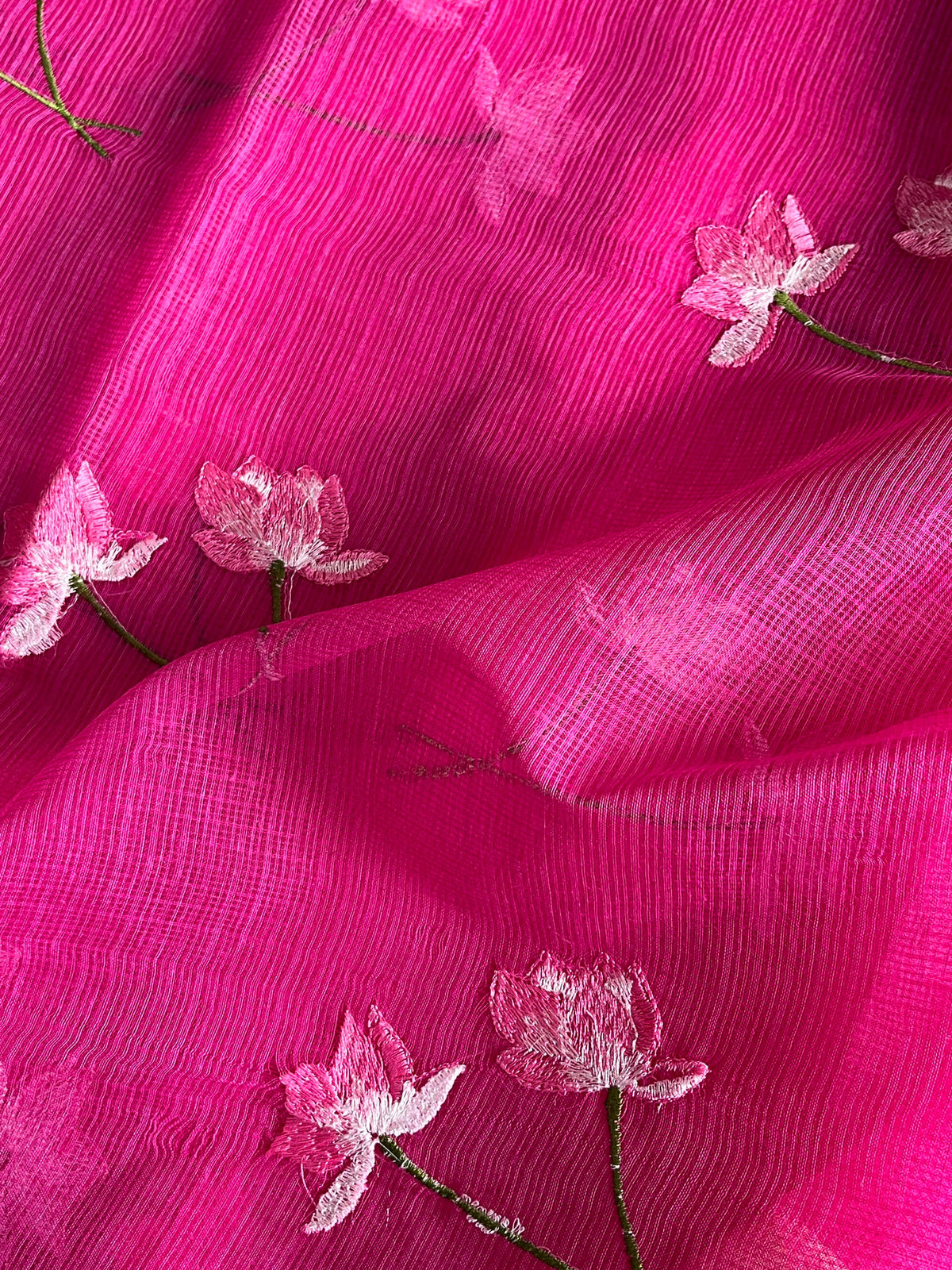 Groovy Pink Color Pure Kota Doriya Embroidery n Zari Border Work Fancy Designer Saree with Unstitched Blouse Piece