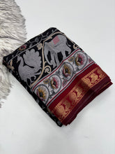 Load image into Gallery viewer, Incomparable Party Wear Pure Mangalkari Viscose Silk Print With Jacquard Work Rich Pallu Fancy Designer Saree For Occasion
