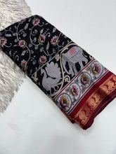 Load image into Gallery viewer, Incomparable Party Wear Pure Mangalkari Viscose Silk Print With Jacquard Work Rich Pallu Fancy Designer Saree For Occasion
