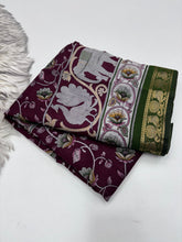 Load image into Gallery viewer, Incomparable Party Wear Pure Mangalkari Viscose Silk Print With Jacquard Work Rich Pallu Fancy Designer Saree For Occasion
