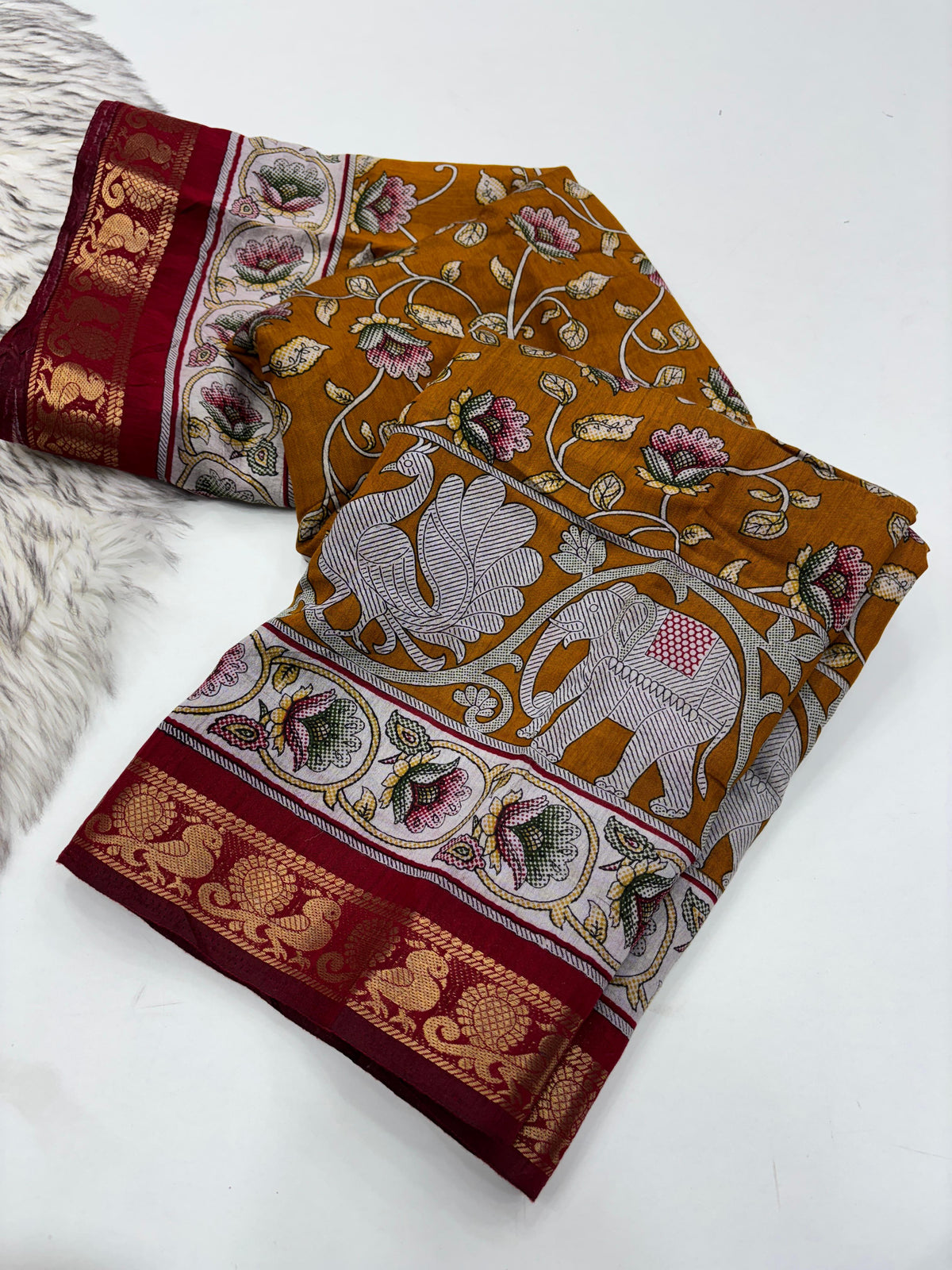 Incomparable Party Wear Pure Mangalkari Viscose Silk Print With Jacquard Work Rich Pallu Fancy Designer Saree For Occasion