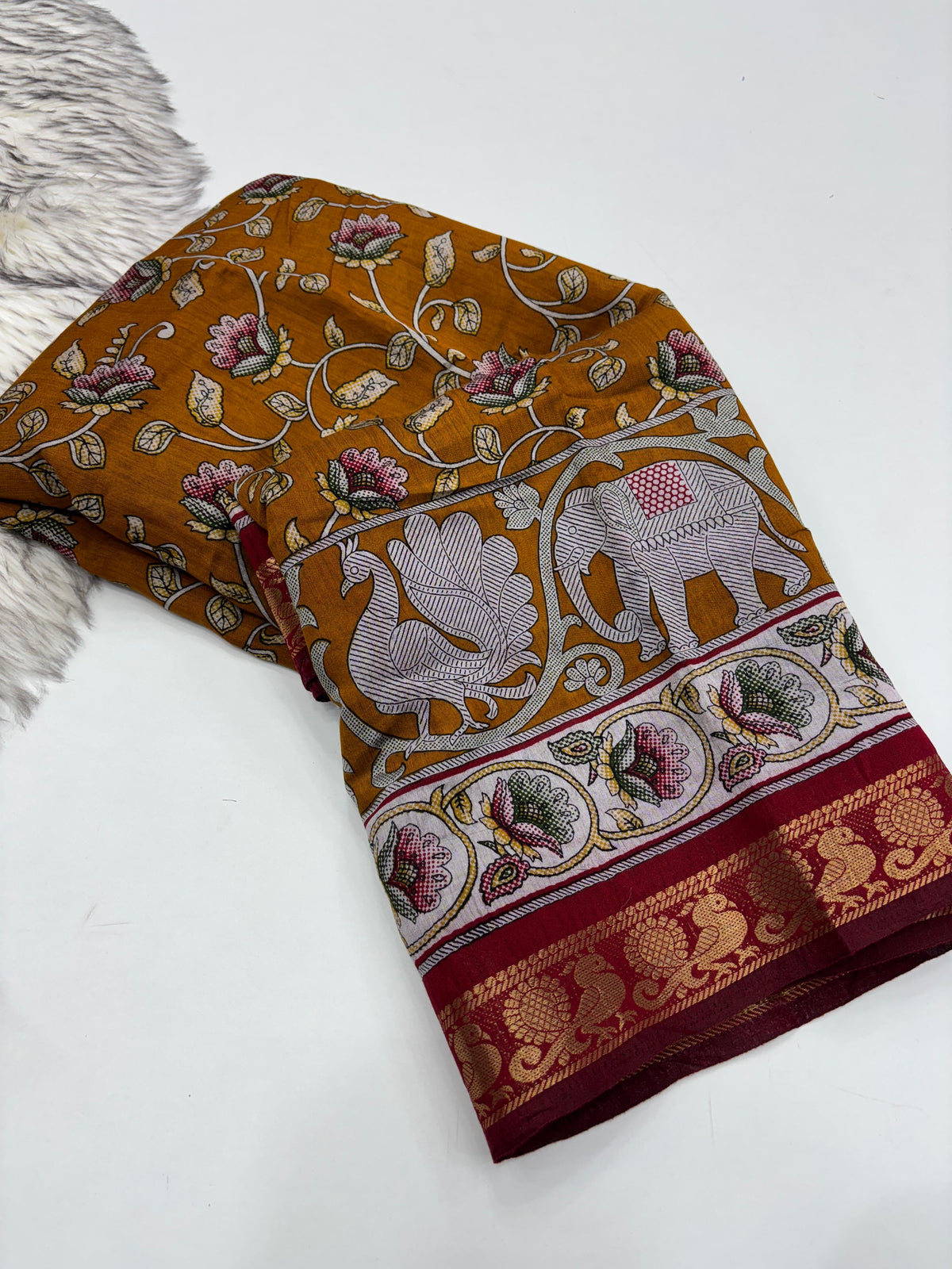 Incomparable Party Wear Pure Mangalkari Viscose Silk Print With Jacquard Work Rich Pallu Fancy Designer Saree For Occasion