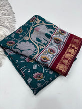 Load image into Gallery viewer, Incomparable Party Wear Pure Mangalkari Viscose Silk Print With Jacquard Work Rich Pallu Fancy Designer Saree For Occasion
