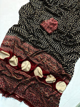 Load image into Gallery viewer, Pure Satin Crepe Ajrak Printed Rich Pallu Work Fancy Designer Function Wear Saree With Blouse
