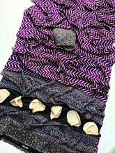 Load image into Gallery viewer, Pure Satin Crepe Ajrak Printed Rich Pallu Work Fancy Designer Function Wear Saree With Blouse
