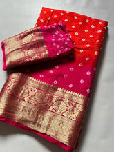 Load image into Gallery viewer, Mellifluous Party Wear Double Shaded Cotton Silk Kanjivaram Bandhani Print Fancy Designer Saree For Wedding
