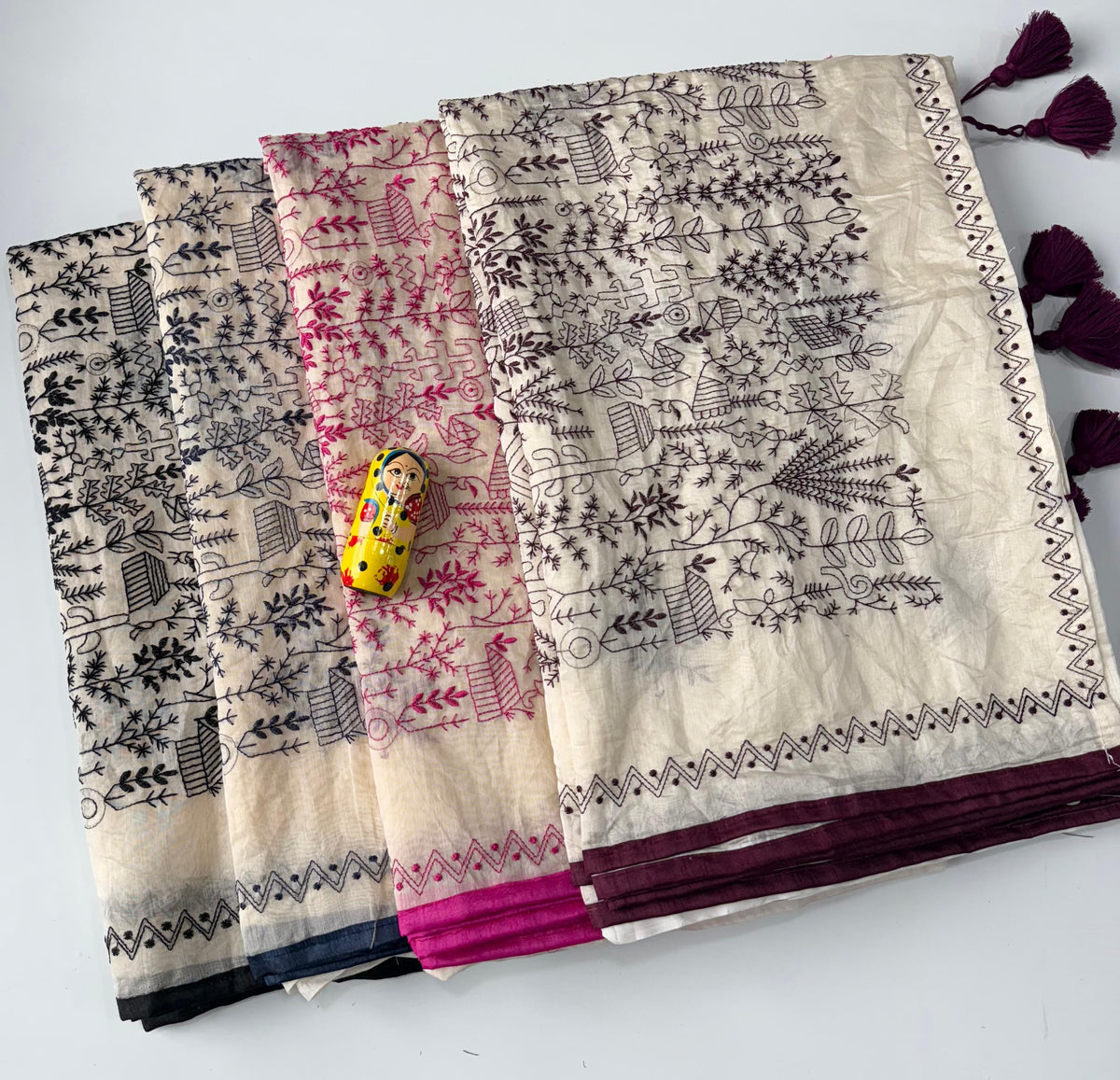 Charismatic Function Wear Chanderi Cotton Heavy Embroidered n Tussels Work Fancy Saree With Blouse