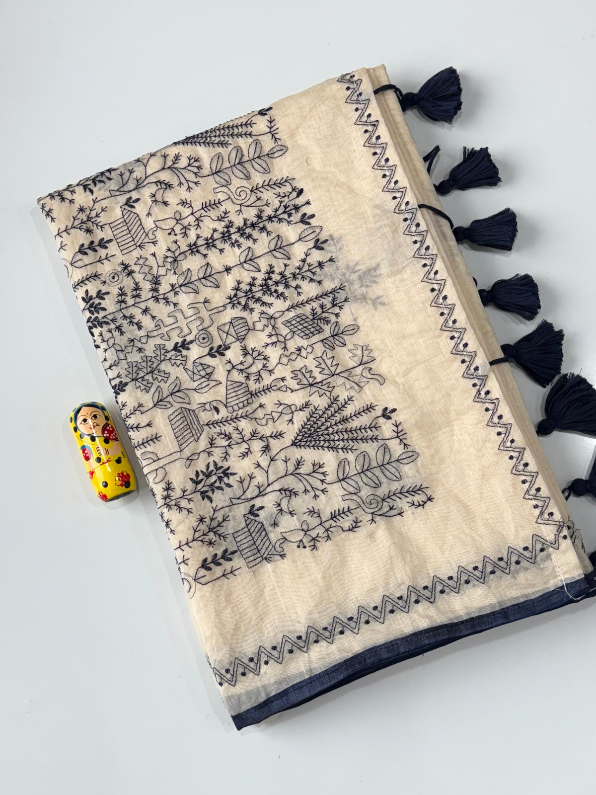 Charismatic Function Wear Chanderi Cotton Heavy Embroidered n Tussels Work Fancy Saree With Blouse