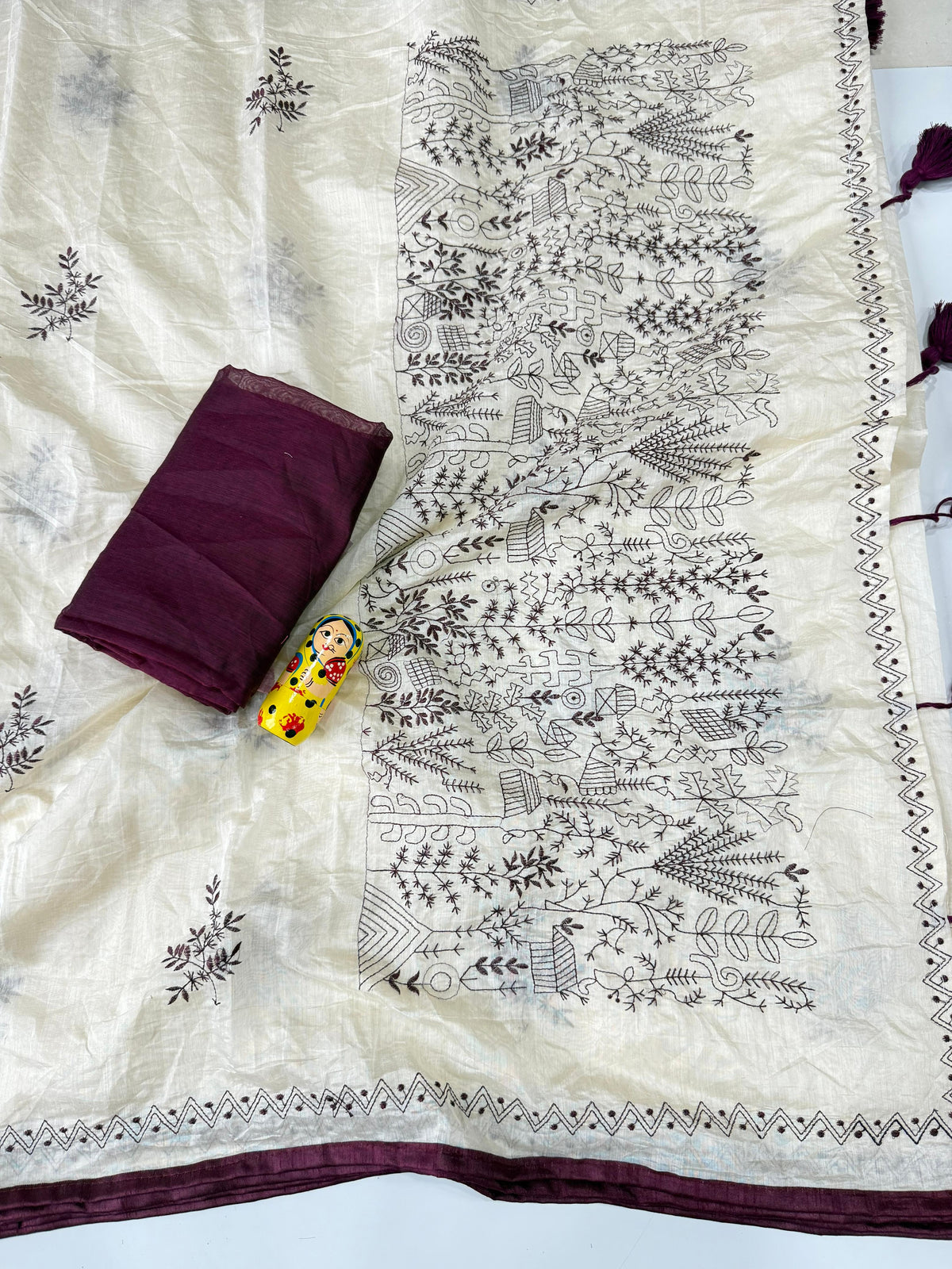 Charismatic Function Wear Chanderi Cotton Heavy Embroidered n Tussels Work Fancy Saree With Blouse