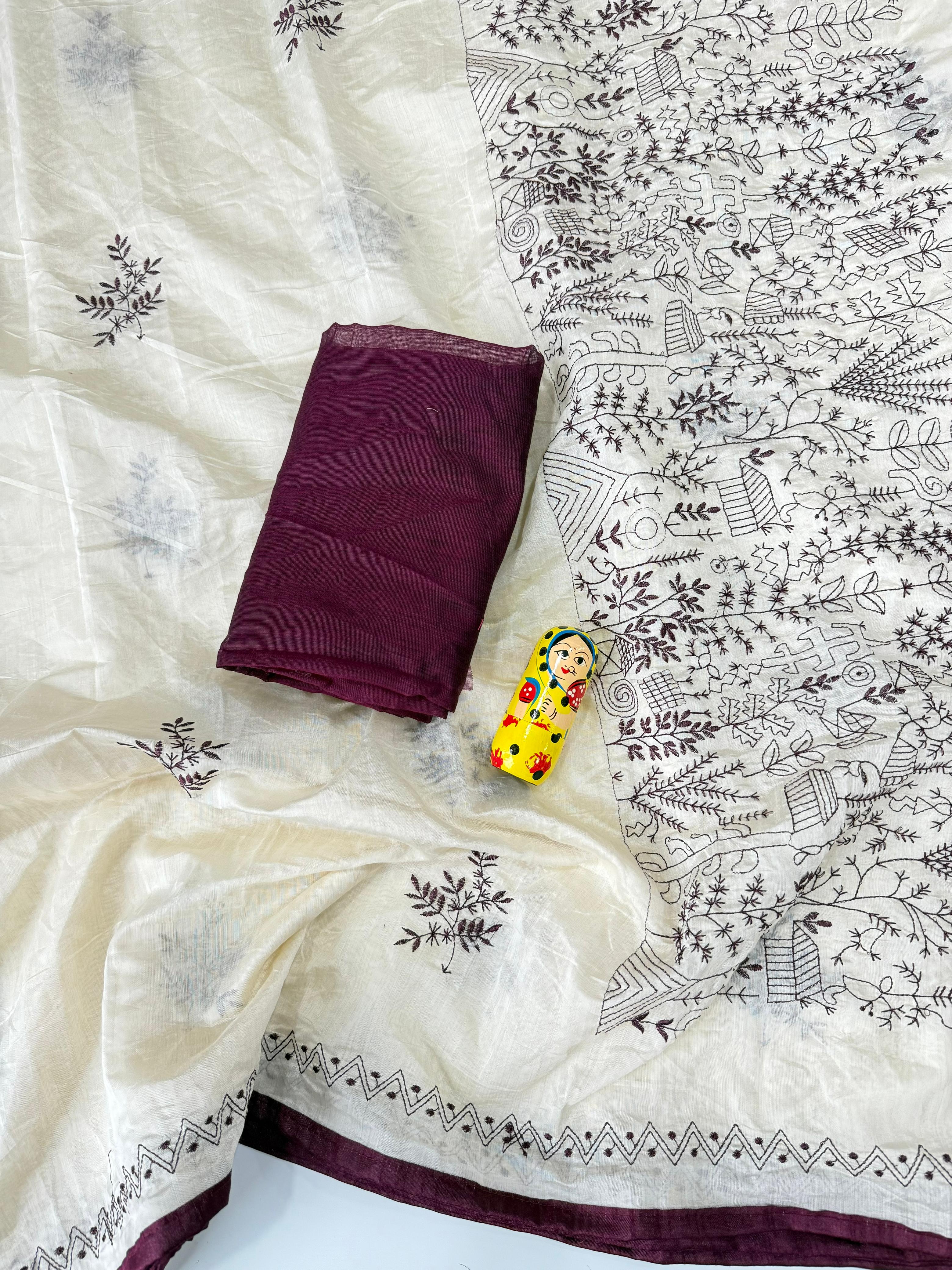 Charismatic Function Wear Chanderi Cotton Heavy Embroidered n Tussels Work Fancy Saree With Blouse