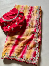 Load image into Gallery viewer, Adorable Party Wear Multicolour Dyeing Chinnon With Heavy Embroidery Sequence Zari Work Fancy Designer Saree For Wedding
