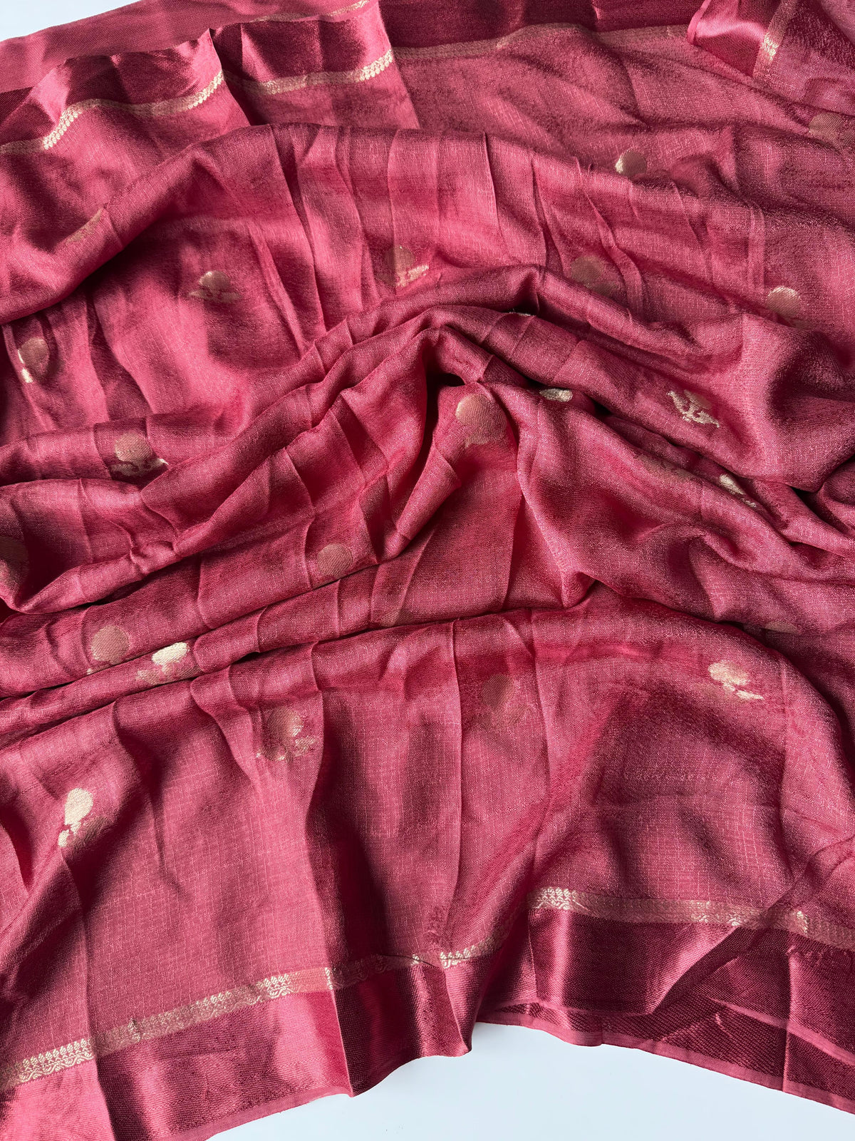 Verdant Cherry Pink Jacquard Work Pure Soft Viscose Silk Saree With Desiring Blouse Piece