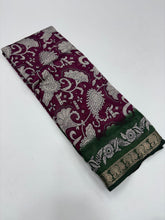 Load image into Gallery viewer, Evocative Party Wear Wine Colour Mangalkari Viscouse Silk Print With Designer Pallu Fancy Saree For Women
