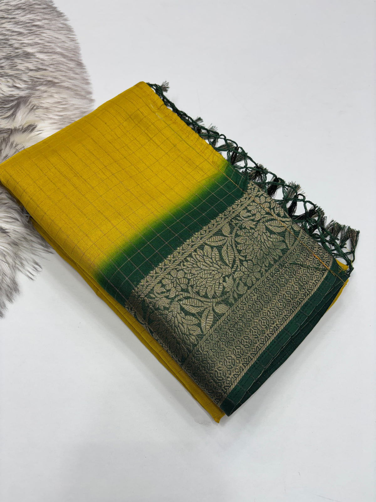 New Yellow Color Pure Dola Silk Jacquard Weaving With Tassles Work Fancy Designer Saree With Classic Blouse Piece