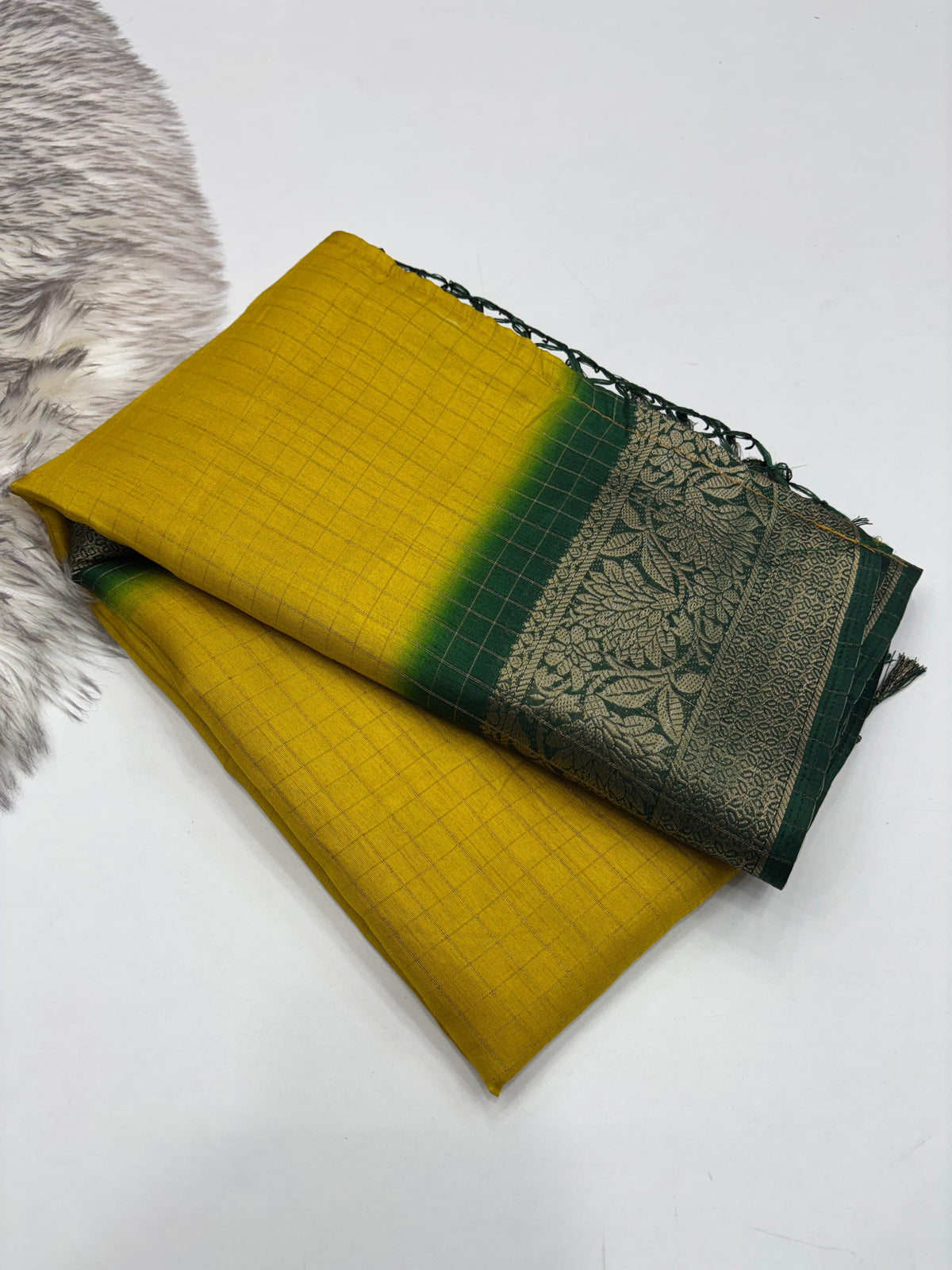 New Yellow Color Pure Dola Silk Jacquard Weaving With Tassles Work Fancy Designer Saree With Classic Blouse Piece