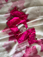 Load image into Gallery viewer, New Partywear White Color Tissue Silk Foil Print Work Fancy Designer Saree With Maggam Work Unstiched Blouse Piece
