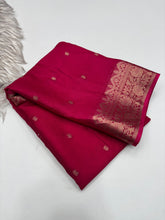 Load image into Gallery viewer, Evocative Rani Color Jacquard Weaving Work Pure Heavy Crepe Soft Silk With Redolent Blouse Piece
