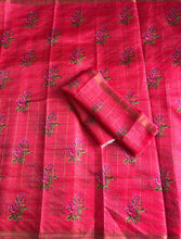 Load image into Gallery viewer, Gratifying Function Wear Kota Doriya Zari Checks With Flower Print Desinger Saree For Wedding
