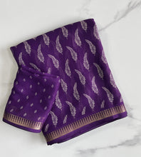 Load image into Gallery viewer, Luxuriant Purple Printed Georgette Tissue Saree With Fugacious Blouse Piece
