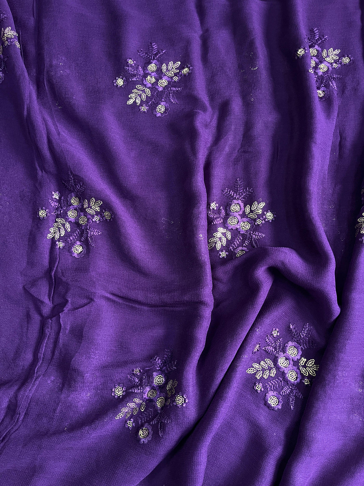 Glamorous Blue Color Pure Viscose Georgette Fabric With Satin Border n Sequence Work Saree With Ravishing Blouse Piece