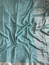 Load image into Gallery viewer, Confounding Sea Green Color Pure Viscose Chinnon Zari Jacquard Weaving Work Saree With Glowing Blouse Piece
