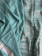 Load image into Gallery viewer, Confounding Sea Green Color Pure Viscose Chinnon Zari Jacquard Weaving Work Saree With Glowing Blouse Piece
