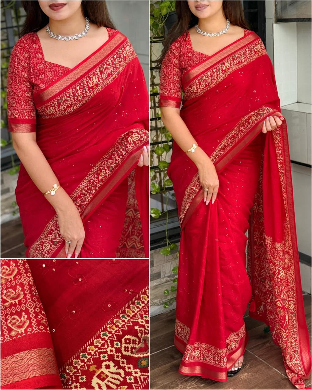 Entrancing Pure Mul Cotton Sequence  With Ajrakh Prined Fancy Designer Saree With Gratifying Blouse Piece