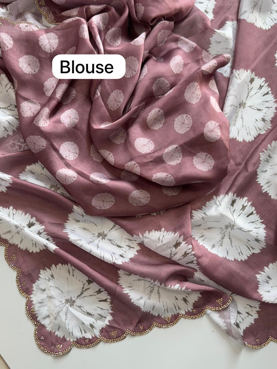 Entrancing Function Wear Soft Satin Georgette Flower Print Zarkan Diamond N Cut Work Fancy Designer Saree With Blouse Piece