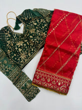 Load image into Gallery viewer, New Festival Wear Red Color Organza Silk Emboridered n Sequence Work Fancy Designer Saree With Unstitched Blouse

