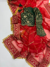 Load image into Gallery viewer, New Festival Wear Red Color Organza Silk Emboridered n Sequence Work Fancy Designer Saree With Unstitched Blouse
