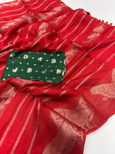 Load image into Gallery viewer, New Festive Wear Red Color Pure Dola Silk Zari Jacquard Weaving Work Fancy Designer Saree
