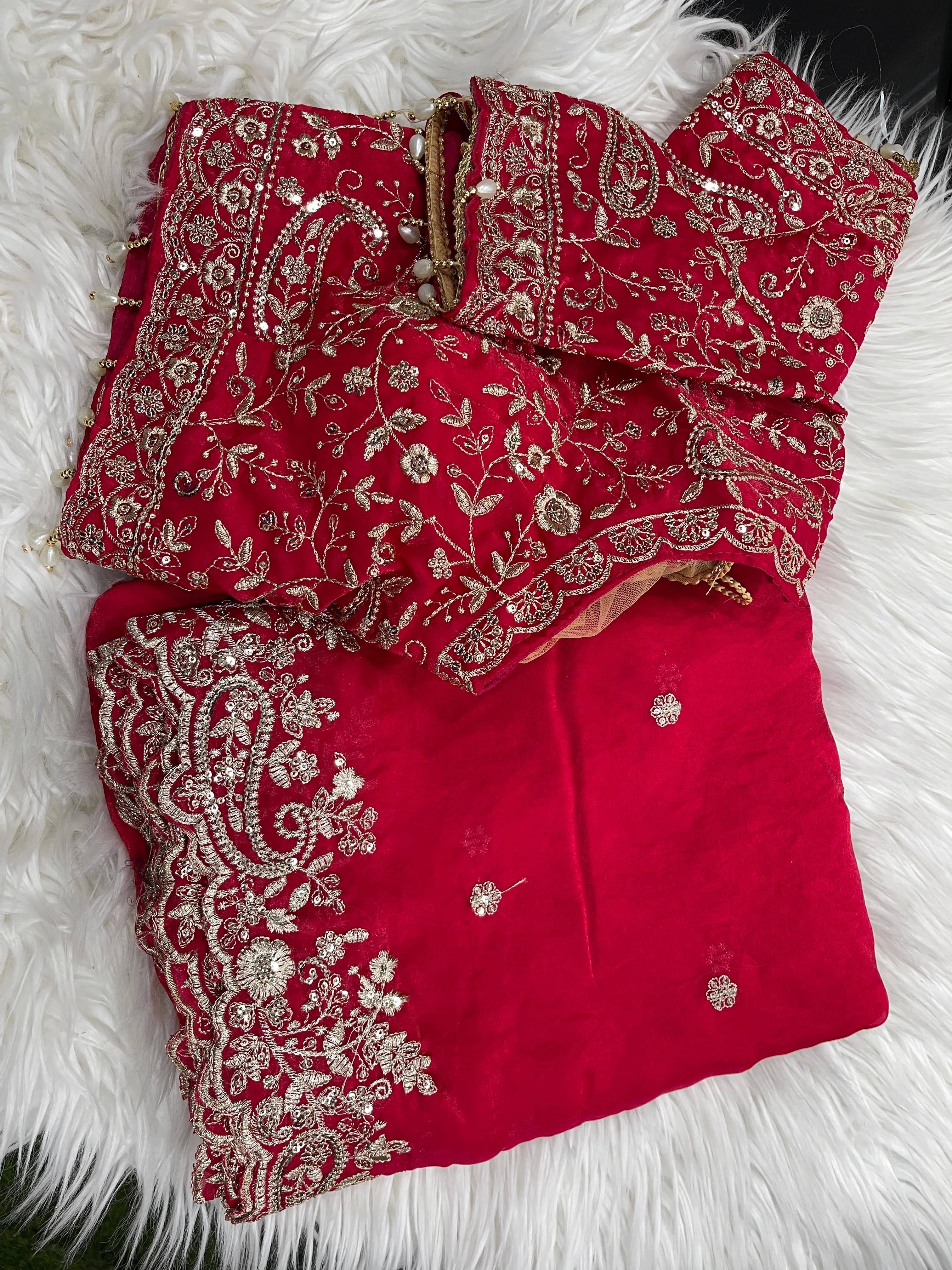 Outstanding Festival Wear Satin Silk Heavy Embroidery n Aarco Work Fancy Designer Saree With Stitched Blouse