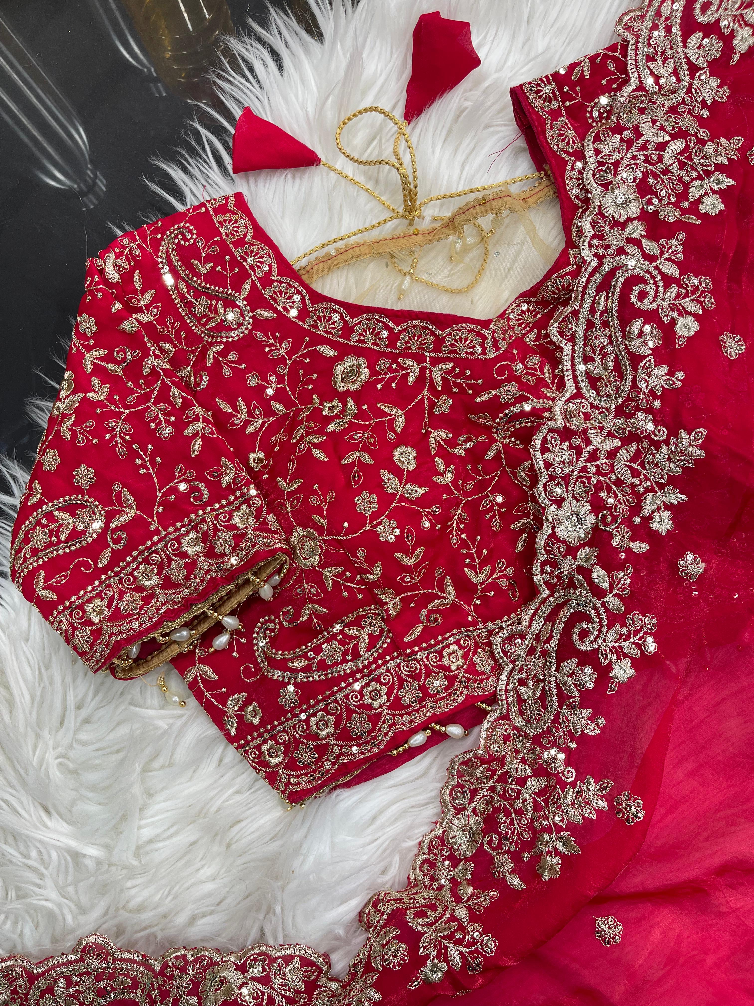 Outstanding Festival Wear Satin Silk Heavy Embroidery n Aarco Work Fancy Designer Saree With Stitched Blouse