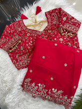 Load image into Gallery viewer, Outstanding Festival Wear Fendy Satin Silk Heavy Embroidery n Aarco Work Fancy Designer Saree With Stitched Blouse
