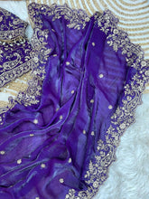Load image into Gallery viewer, Outstanding Festival Wear Fendy Satin Silk Heavy Embroidery n Aarco Work Fancy Designer Saree With Stitched Blouse
